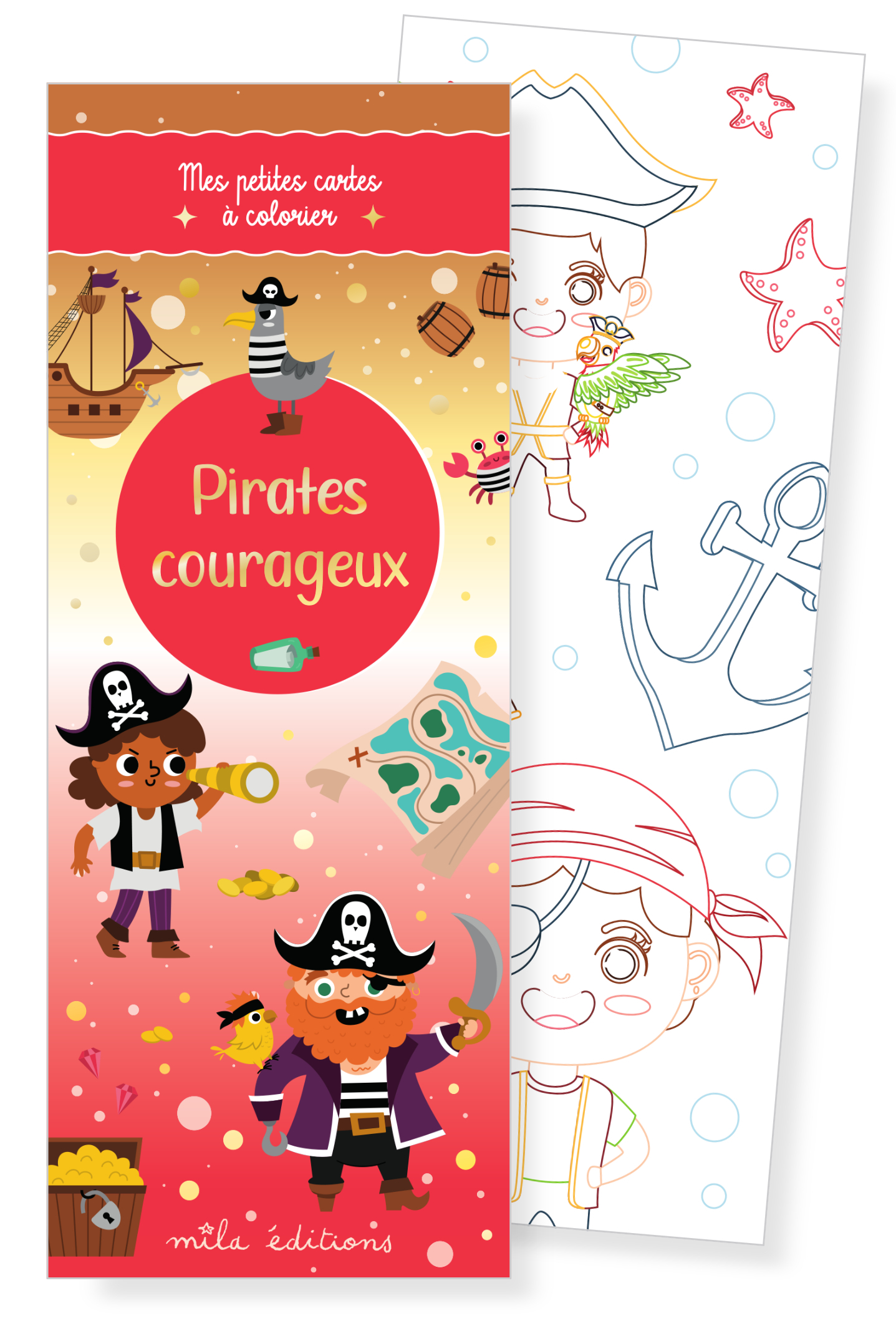 Pirates courageux - Mes petites cartes à colorier -  Collectif - MILA
