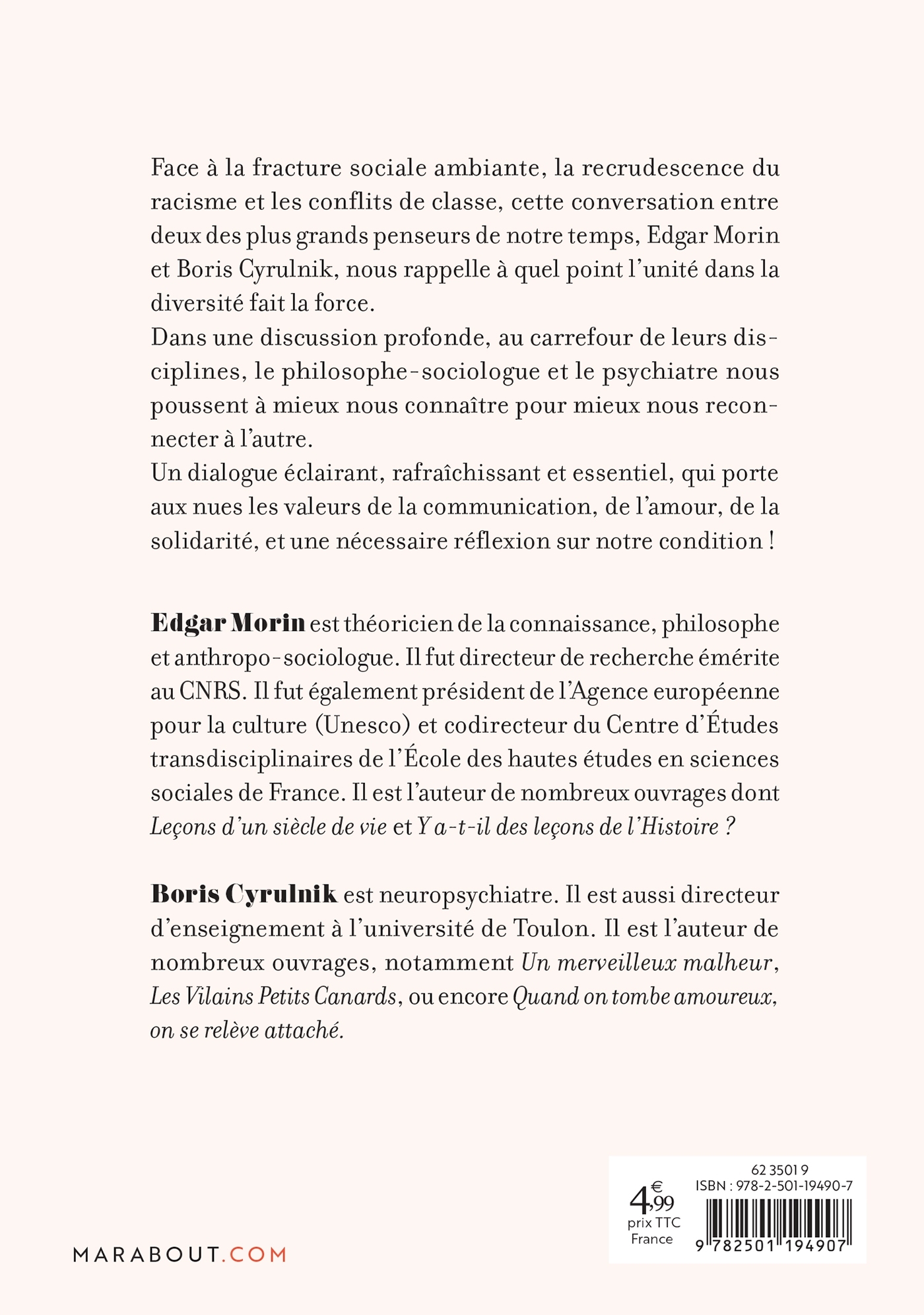 Dialogue sur notre nature humaine - Boris Cyrulnik, Edgar Morin - MARABOUT