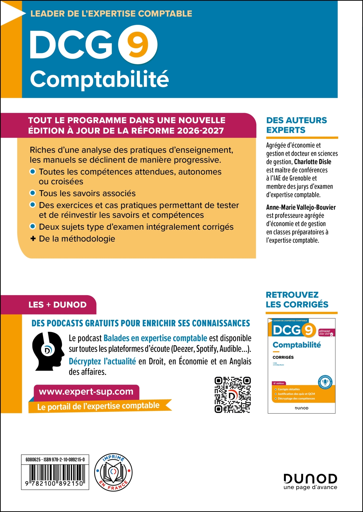 DCG 9 Comptabilité - Manuel - Réforme 2026-2027 - Charlotte Disle, Anne-Marie Vallejo-Bouvier - DUNOD