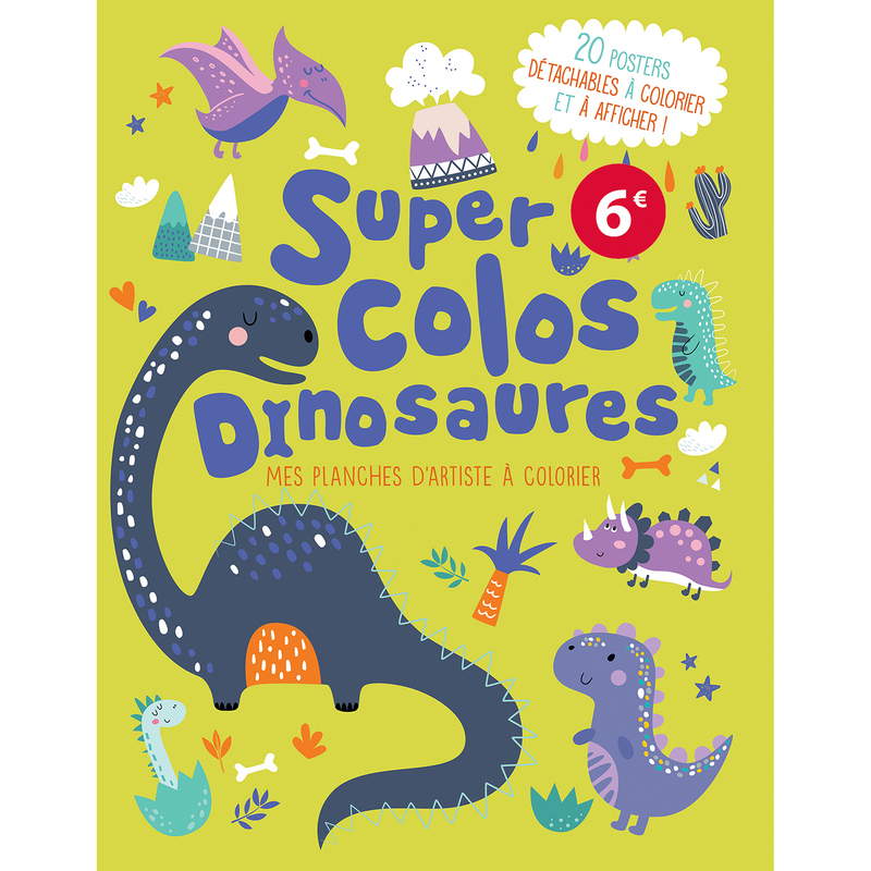 Mes planches d'artiste à colorier - dinosaures -  Atelier Cloro - 1 2 3 SOLEIL