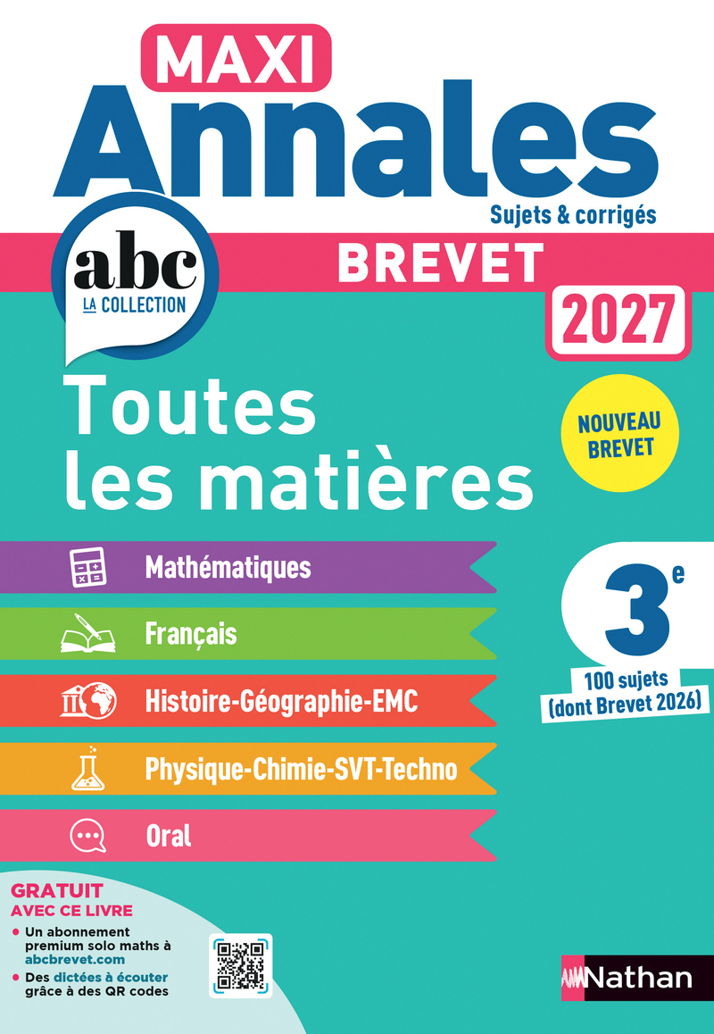 Maxi Annales Brevet 2027 - Corrigé - Carole Feugère, Gilles Mora, Thomas Bouhours, Grégoire Pralon, Laure Genêt, Nicolas Coppens, Olivier Doerler, Laurent Lafond, Sébastien Guivarc'h, Arnaud Lopin - NATHAN