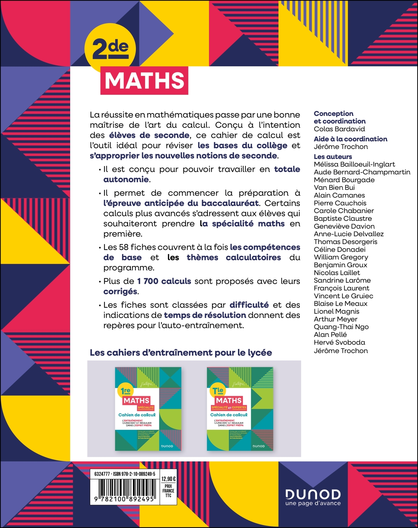Cahier de calcul en maths Seconde - Colas Bardavid - DUNOD