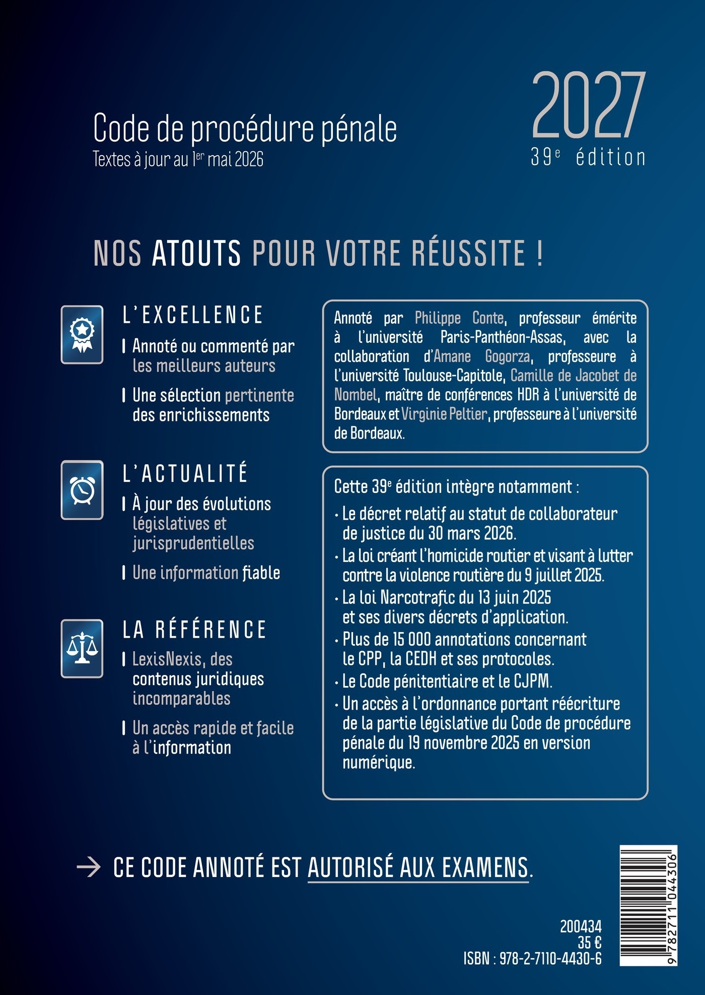 Code de procédure pénale 2027 - Philippe Conte (sous dir.) - LEXISNEXIS