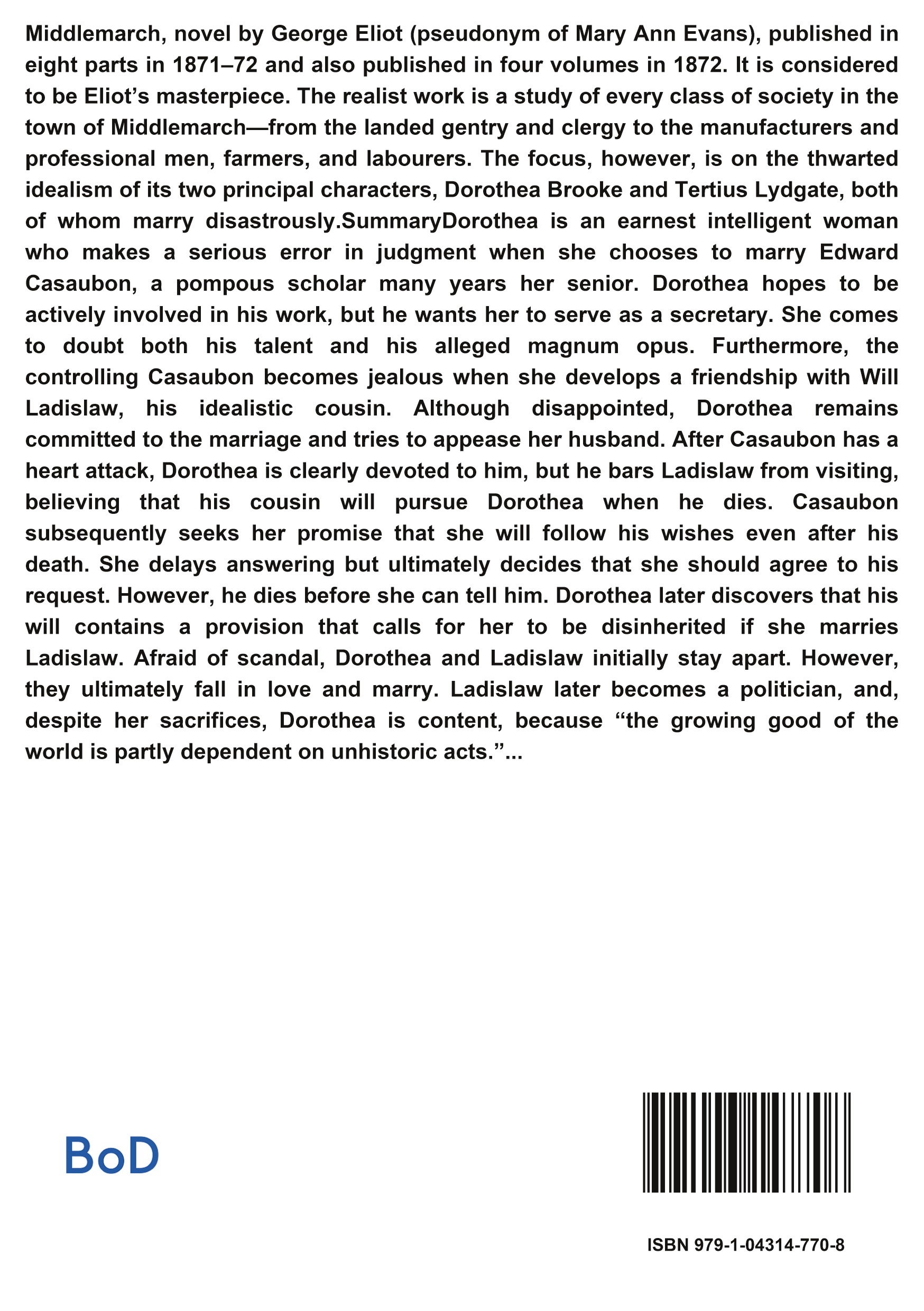 Middlemarch -  EVANS MARY ANN/ELIOT GEORGE, George Eliot, Mary Ann Evans - CULTUREA