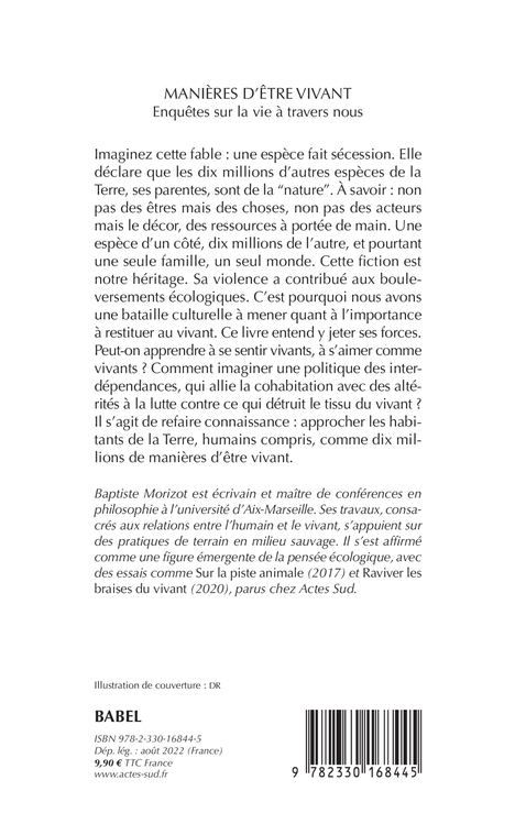 Manières d'être vivant - Baptiste Morizot, Richard Powers, Alain DAMASIO - ACTES SUD