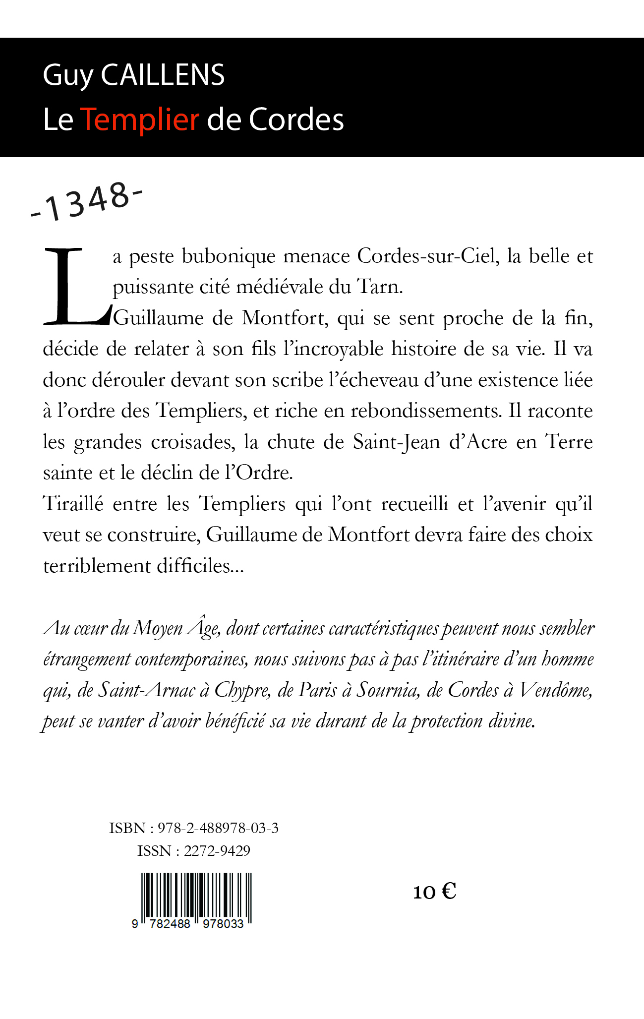Le templier de Cordes - GUY CAILLENS - TDO