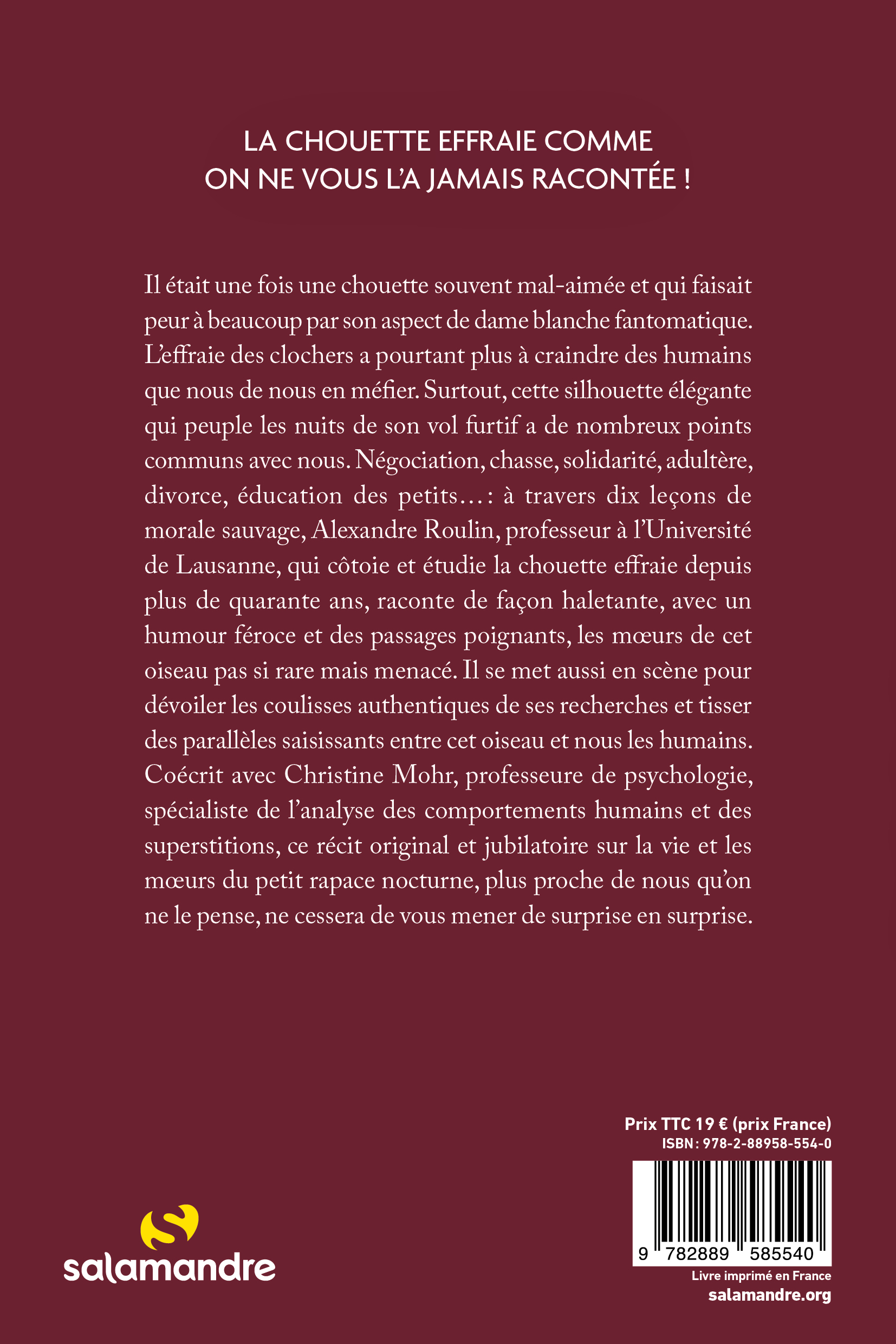 Ma vie de chouette - Alexandre Roulin, Christine Mohr - LA SALAMANDRE