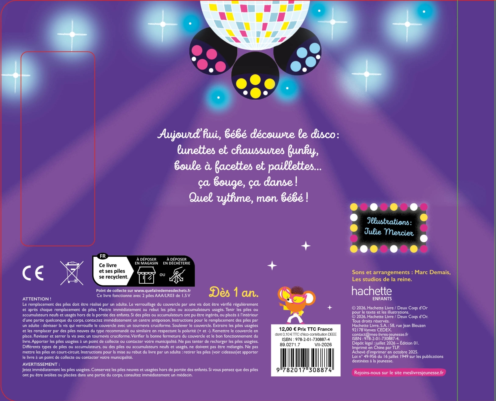 My Baby Disco - livre sonore  avec module sonore et 6 boutons -  - HACHETTE ENFANT