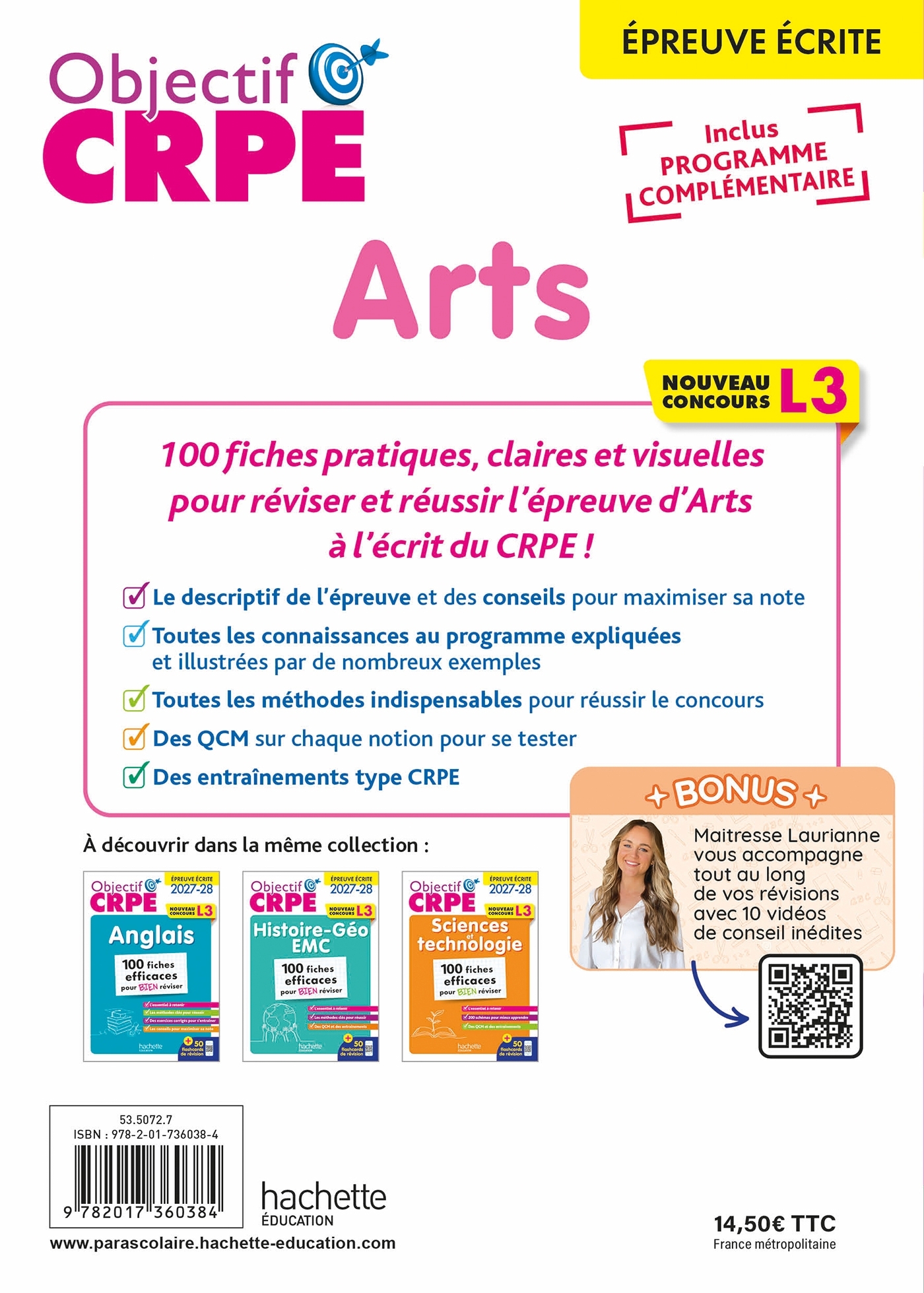 Objectif CRPE 2027-2028 - Arts - 100 fiches efficaces pour bien réviser - L3 -  Collectif, Inès Abbou, Emmanuelle Stockinger, Lucille Chabot - HACHETTE EDUC