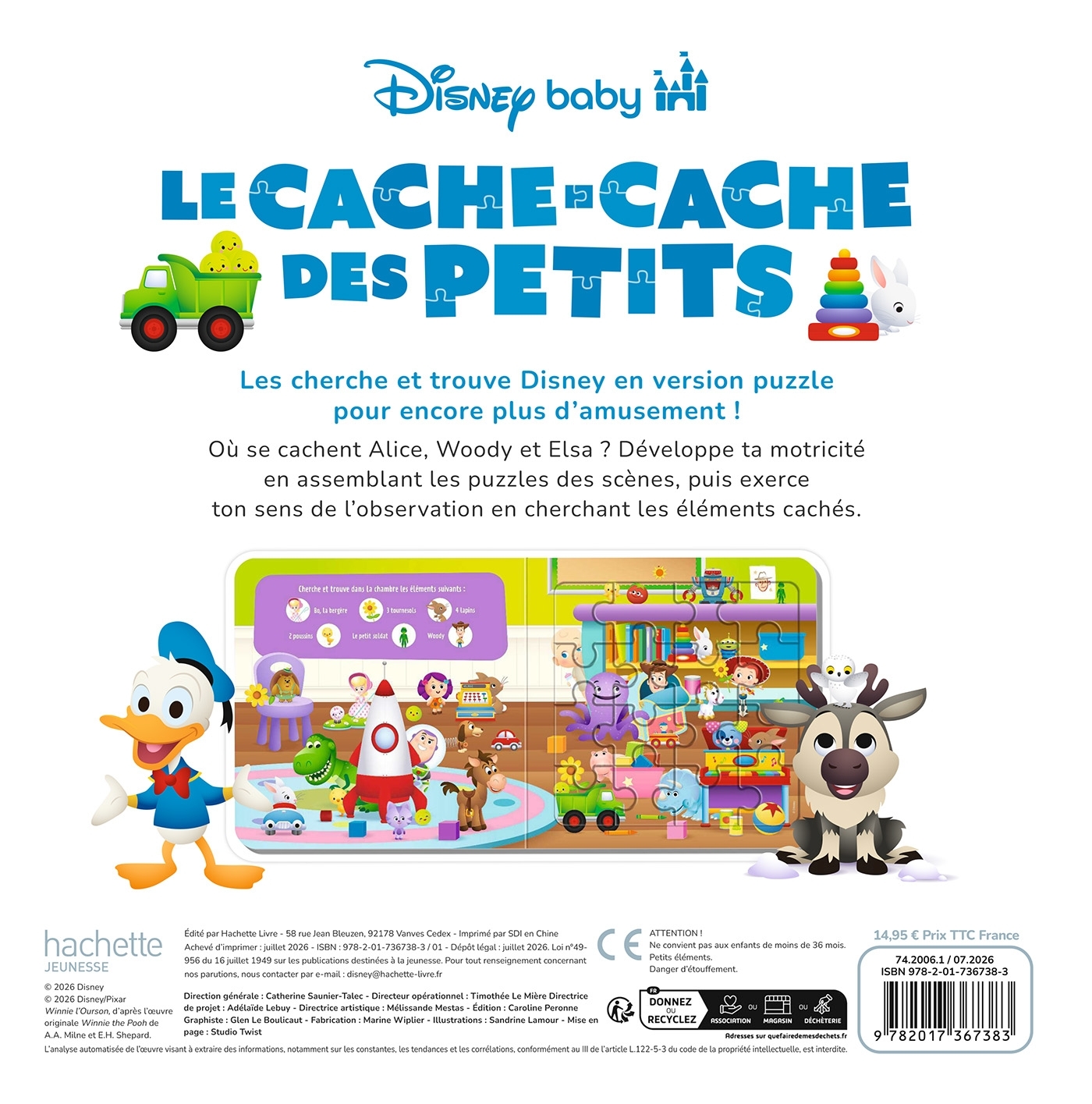 DISNEY BABY - Mon Grand Livre Puzzle 16 pièces - Le cache-cache des petits -  Disney - DISNEY HACHETTE