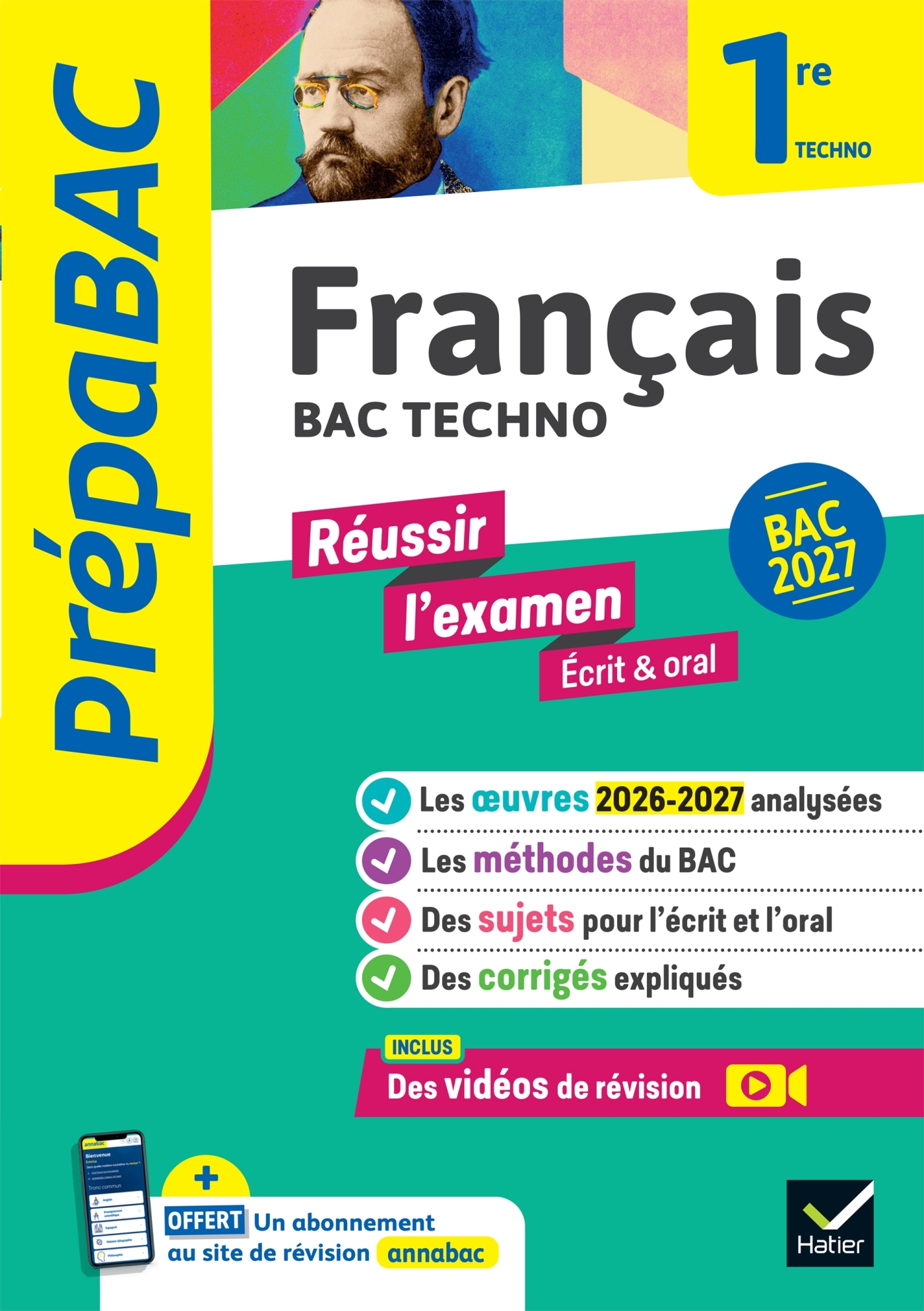 Prépabac - Français 1re technologique Bac de français 2027 (écrit & oral) - Hélène Bernard, Denise Marechal, Sophie Saulnier, Swann Spies, Bérangère Touet - HATIER