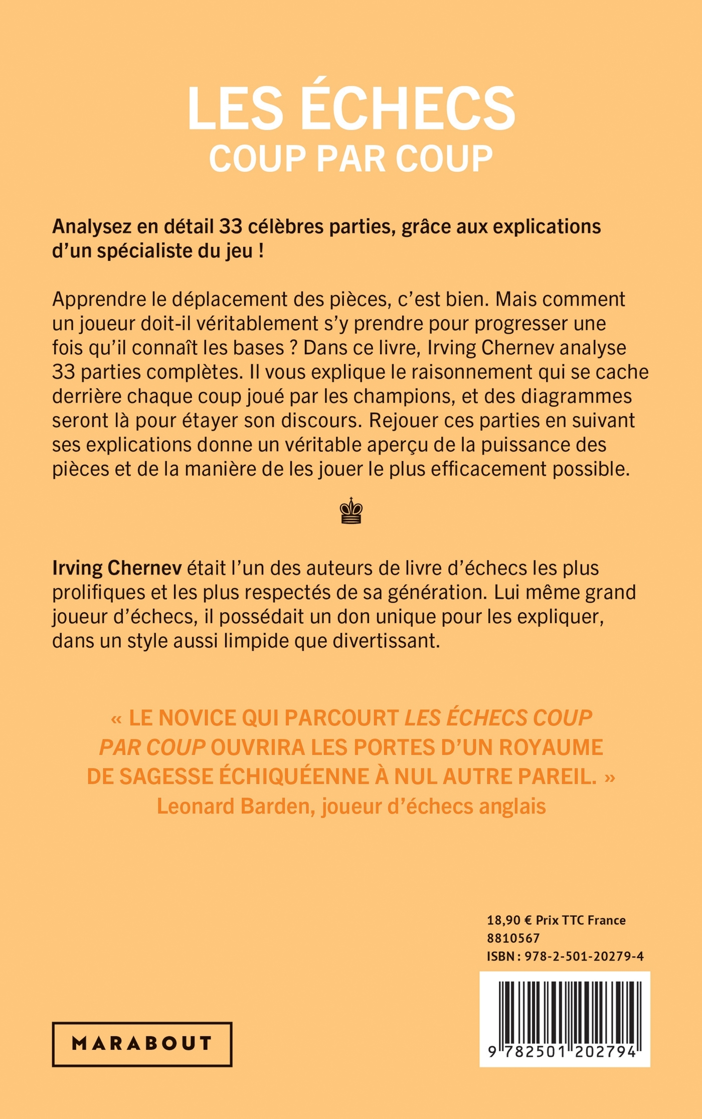 Les échecs coup par coup - Irving Chernev - MARABOUT