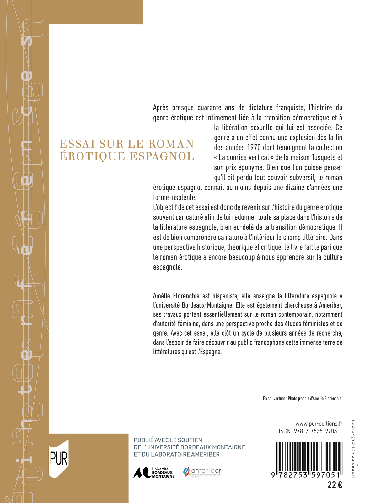 Essai sur le roman érotique espagnol - Amélie Florenchie - PU RENNES