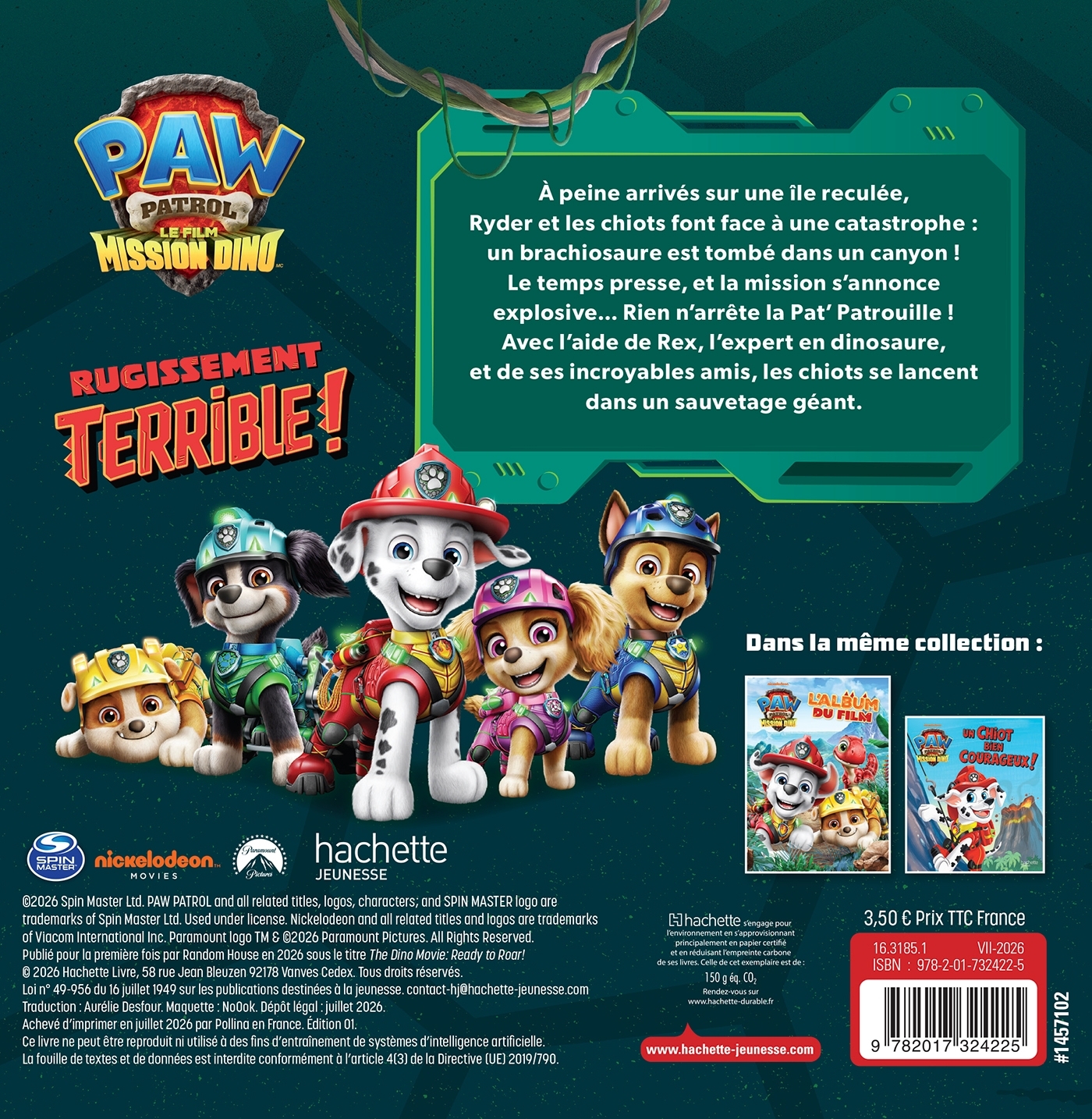 La Pat' Patrouille le film mission Dino -   - HACHETTE JEUN.