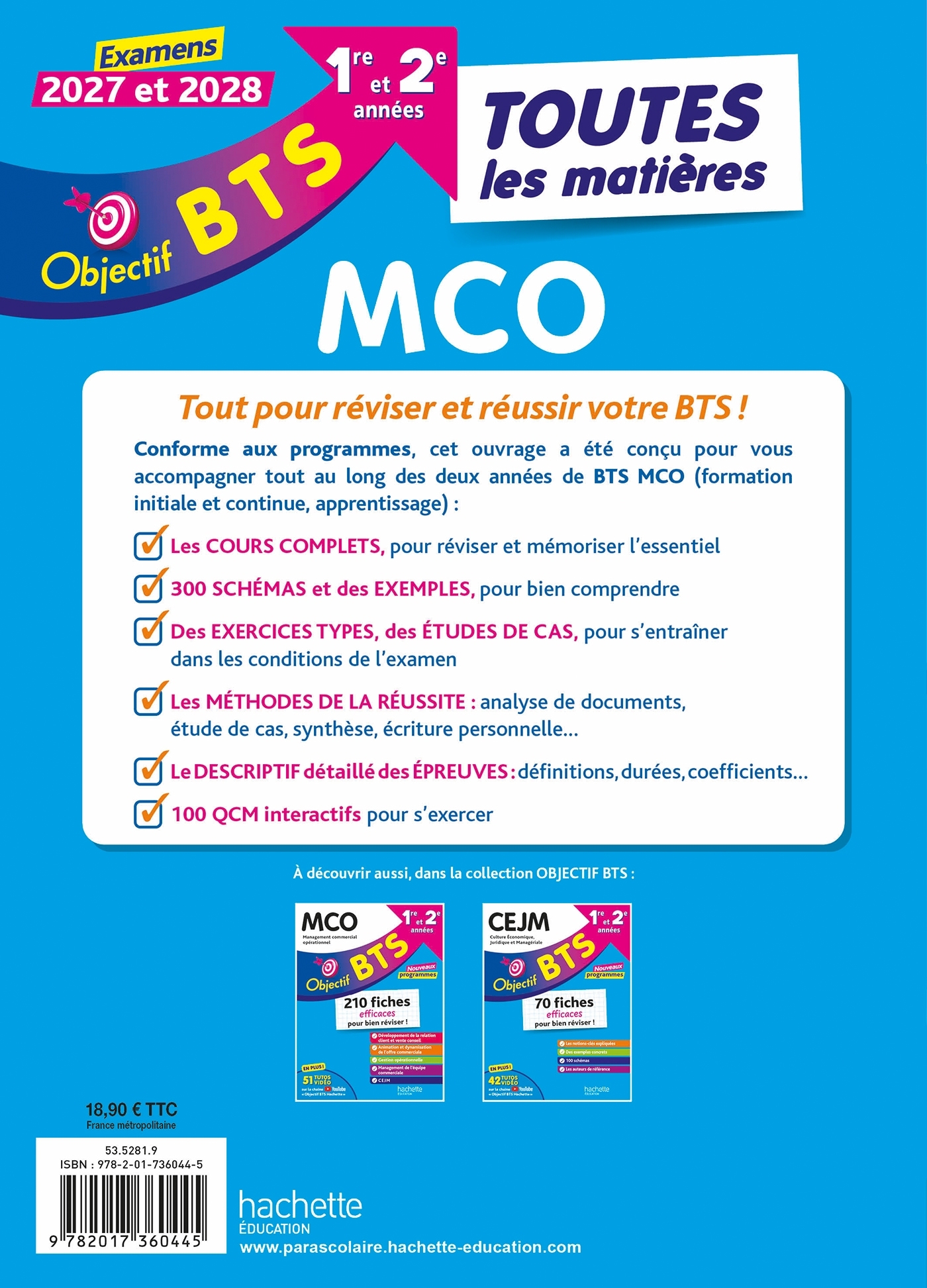 Objectif BTS MCO (1re et 2e années) - Toutes les matières, examens 2027-2028 - Bruno Bonnefous, Marc Geronimi, Emilie Dhérin, Corinne Denis, David Leccia, Armelle Liard, Séverine Séguy-Masson, Nicolas Bloch - HACHETTE EDUC