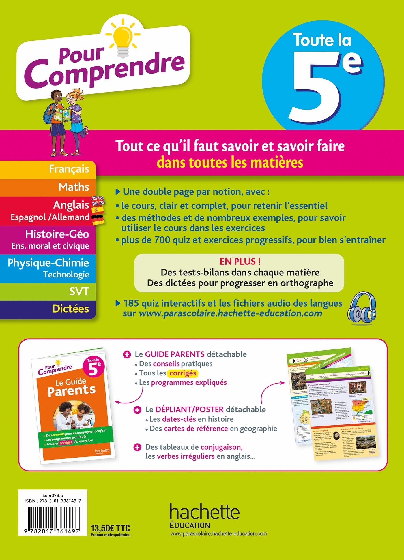 Pour comprendre Toute la 5e - Isabelle Lisle, Catherine Reynaud, Pierre Reynaud, Sébastien Dessaint, Andre Michoux, Ana Bessais Caballero, Malorie Gorillot, Ulrike Jacqueroud, Marie-Hélène BASTROT - HACHETTE EDUC