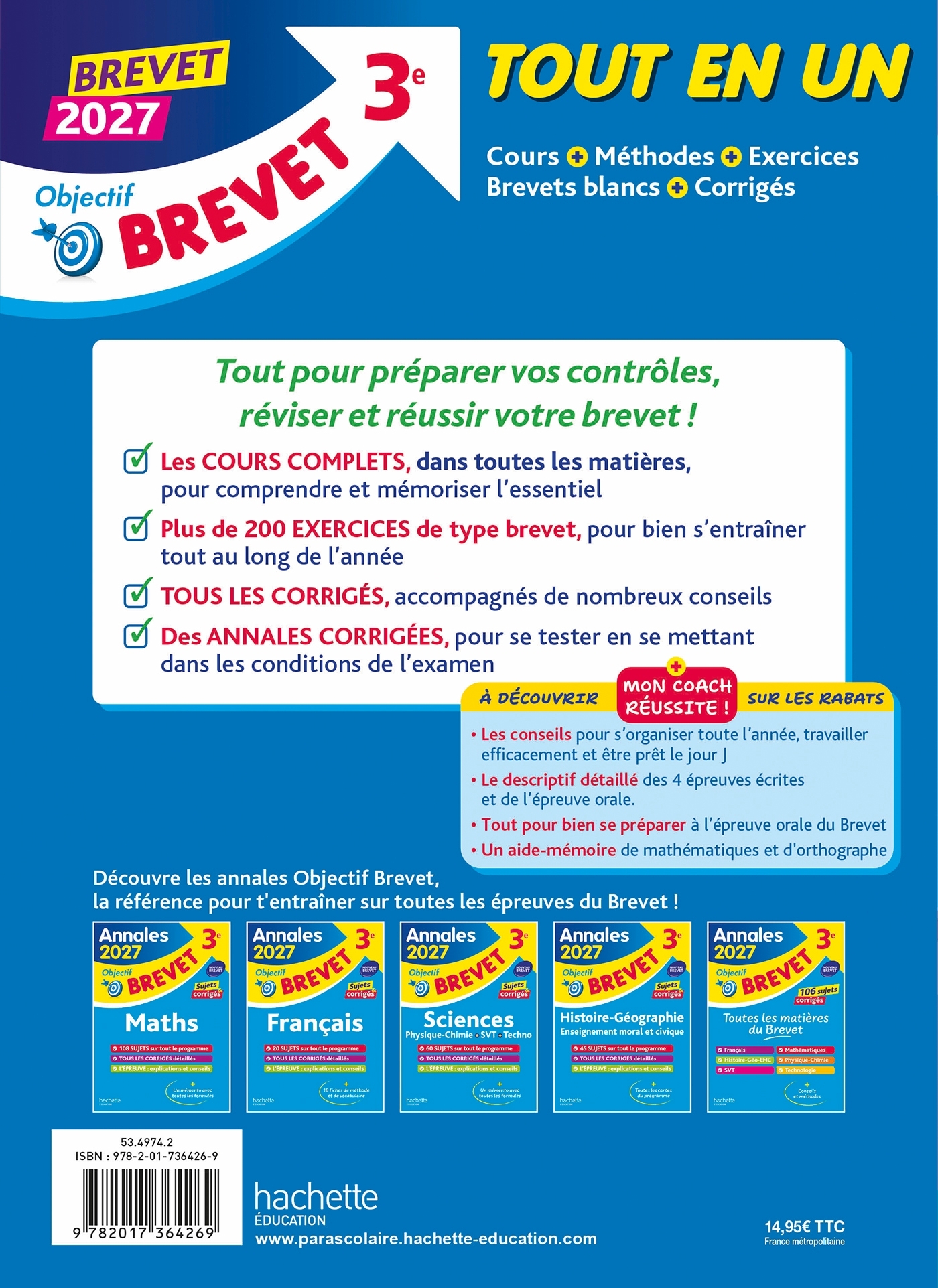 Objectif Brevet - Tout-en-un 2027 - Philippe Rousseau, Isabelle Lisle, Laurent Bonnet, Sébastien Dessaint, Fabienne Ottevaere, Brigitte Réauté, Michèle Laskar, Christophe Saïsse, Malorie Gorillot - HACHETTE EDUC
