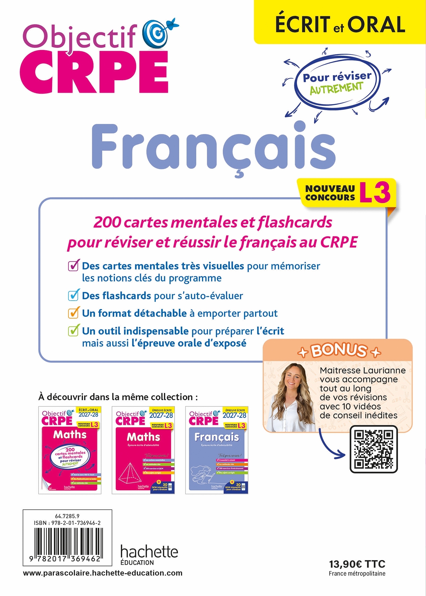 Objectif CRPE 2027-2028 - Français - 200 cartes mentales et flashcards - Écrit et oral - L3 -  , Pascale Lopez, Elise Hennion-Brung - HACHETTE EDUC