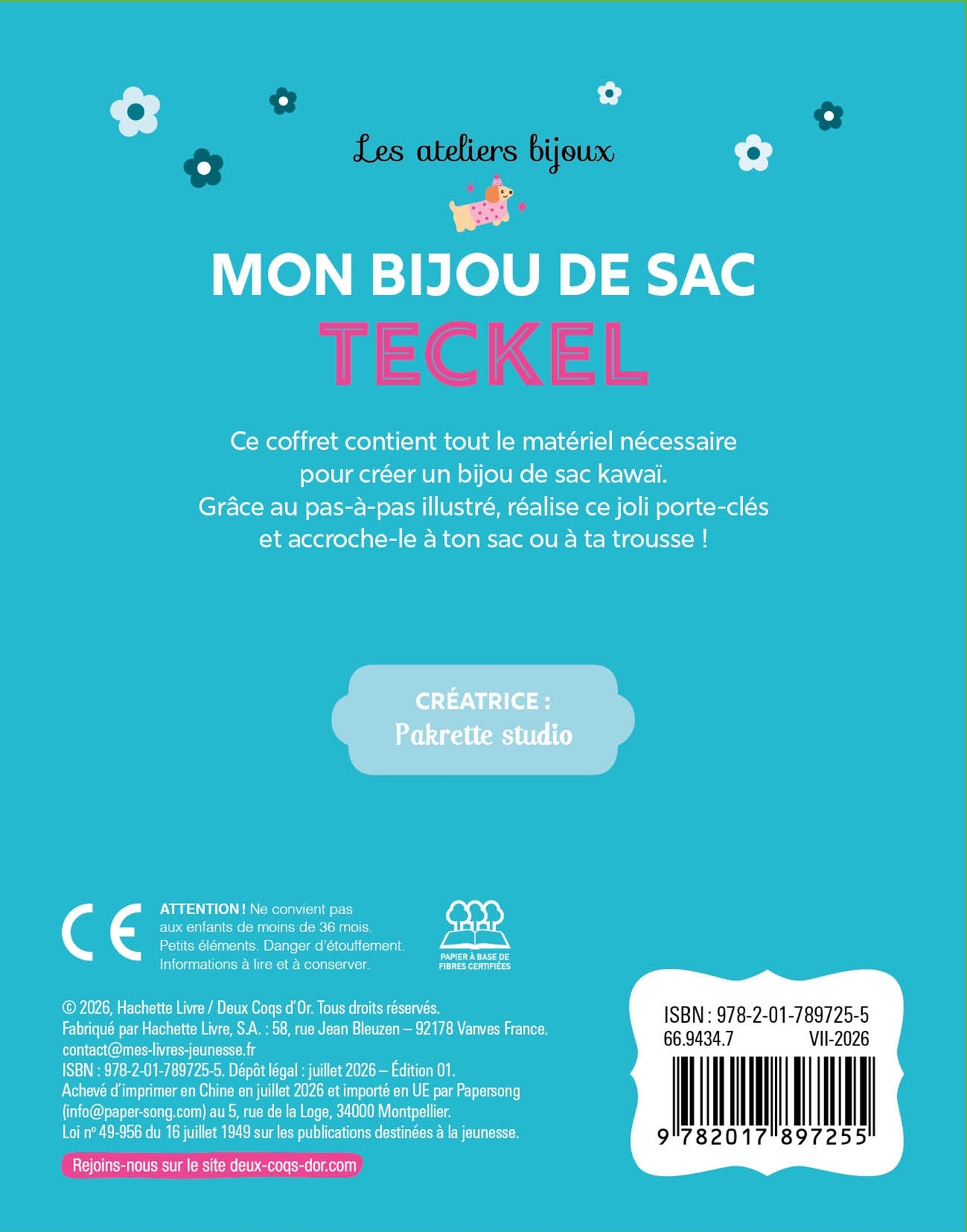 Mon Bijou de sac teckel - coffret avec accessoires -  Pakrette Studio - DEUX COQS D OR