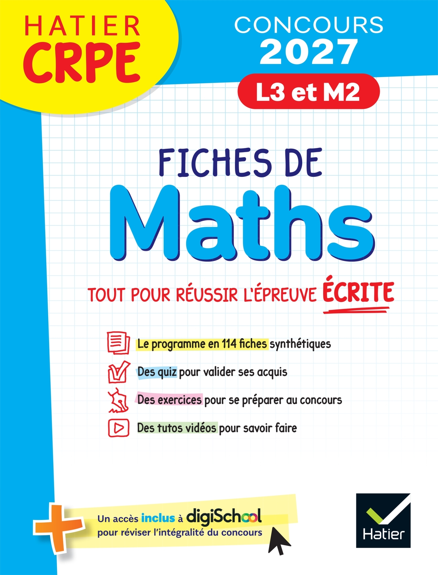 Hatier CRPE - Fiches de Maths - Epreuve écrite d'admissibilité - 2027 - L3 et M2 - Michel Mante, Roland Charnay - HATIER