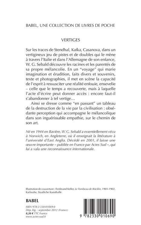 Vertiges - W. G. Sebald - ACTES SUD