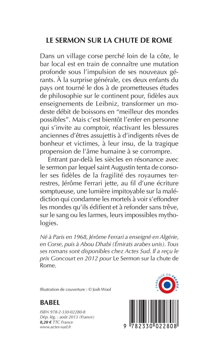 Le Sermon sur la chute de Rome - Jérôme Ferrari - ACTES SUD