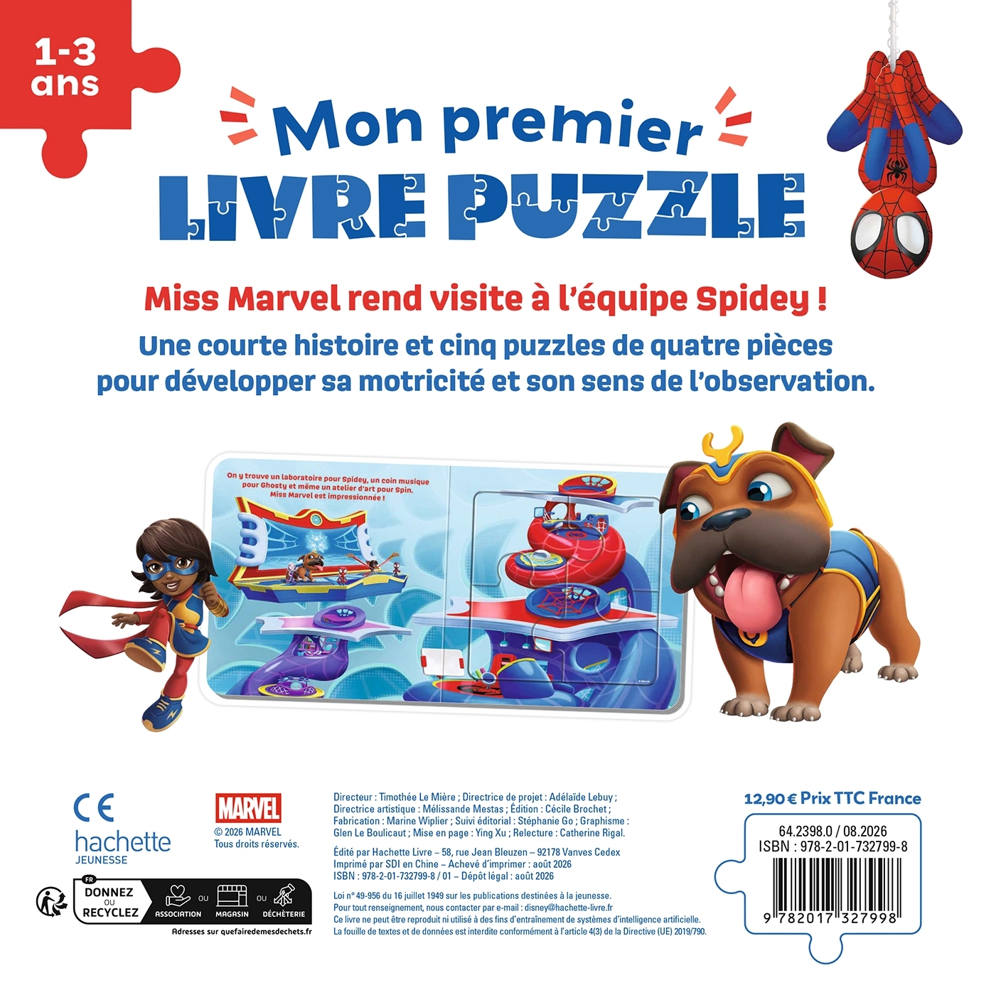 SPIDEY ET SES AMIS EXTRAORDINAIRES - Mon Premier Livre Puzzle - 4 pièces - Bienvenue au QG - MARVEL -  Disney - DISNEY HACHETTE