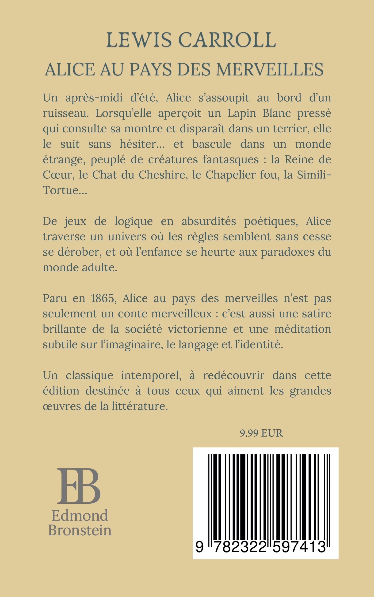 Alice au pays des merveilles -  CARROLL LEWIS, Lewis Carroll, Edmond Bronstein - BOOKS ON DEMAND