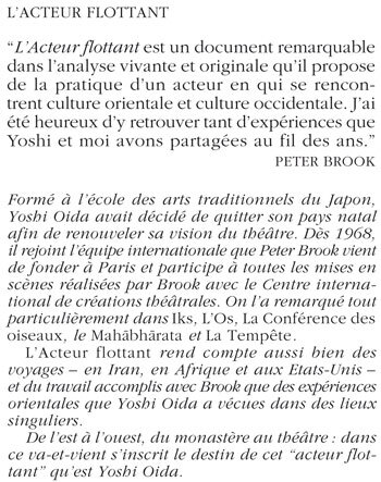 L'acteur flottant - Yoshi Oida - ACTES SUD