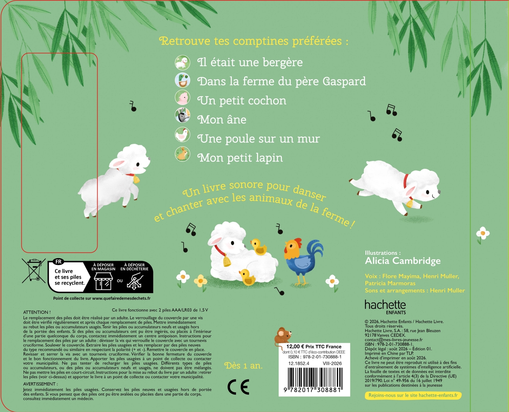 Mes comptines des animaux de la ferme - livre sonore à boitier - CAMBRIDGE ALICIA - HACHETTE ENFANT