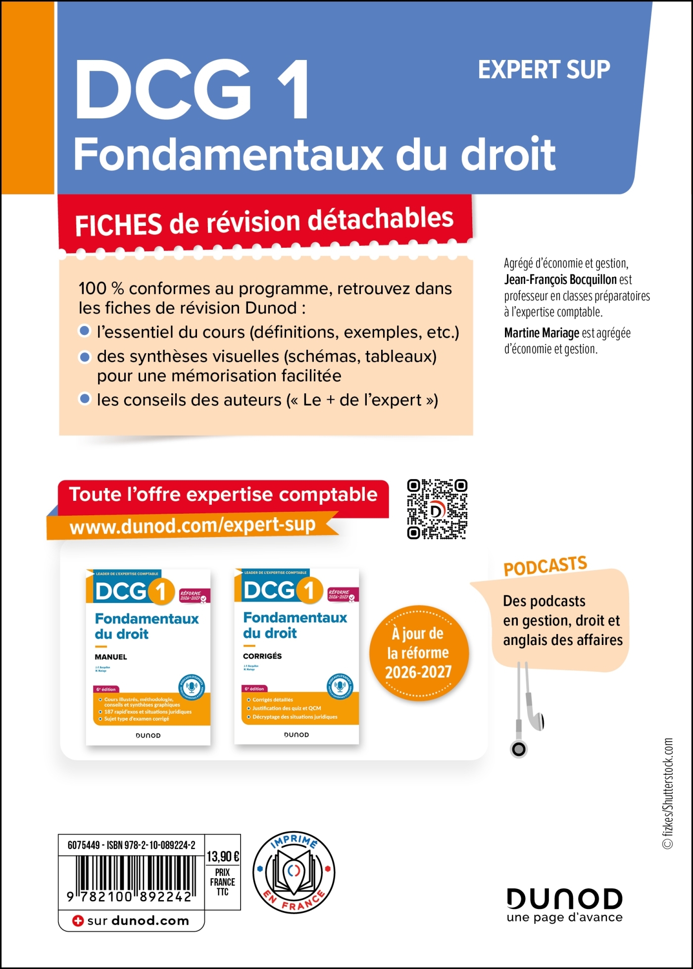 DCG 1 - Fondamentaux du droit - Fiches - Réforme 2026-2027 - Jean-François Bocquillon, Martine Mariage - DUNOD