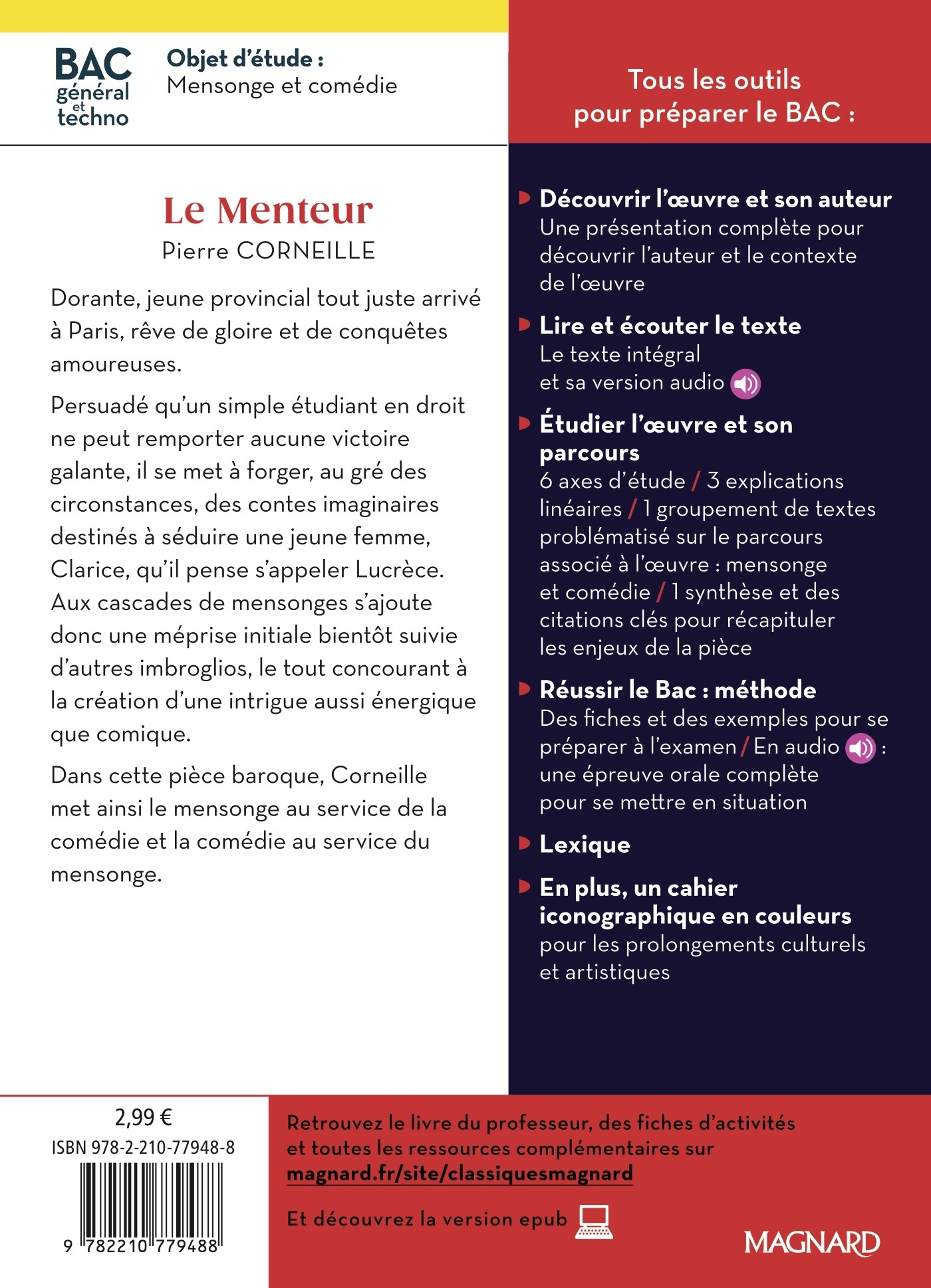 Le Menteur - Bac Français 1re 2026 - Classiques et Patrimoine - Pierre Corneille, Estelle Provost - MAGNARD