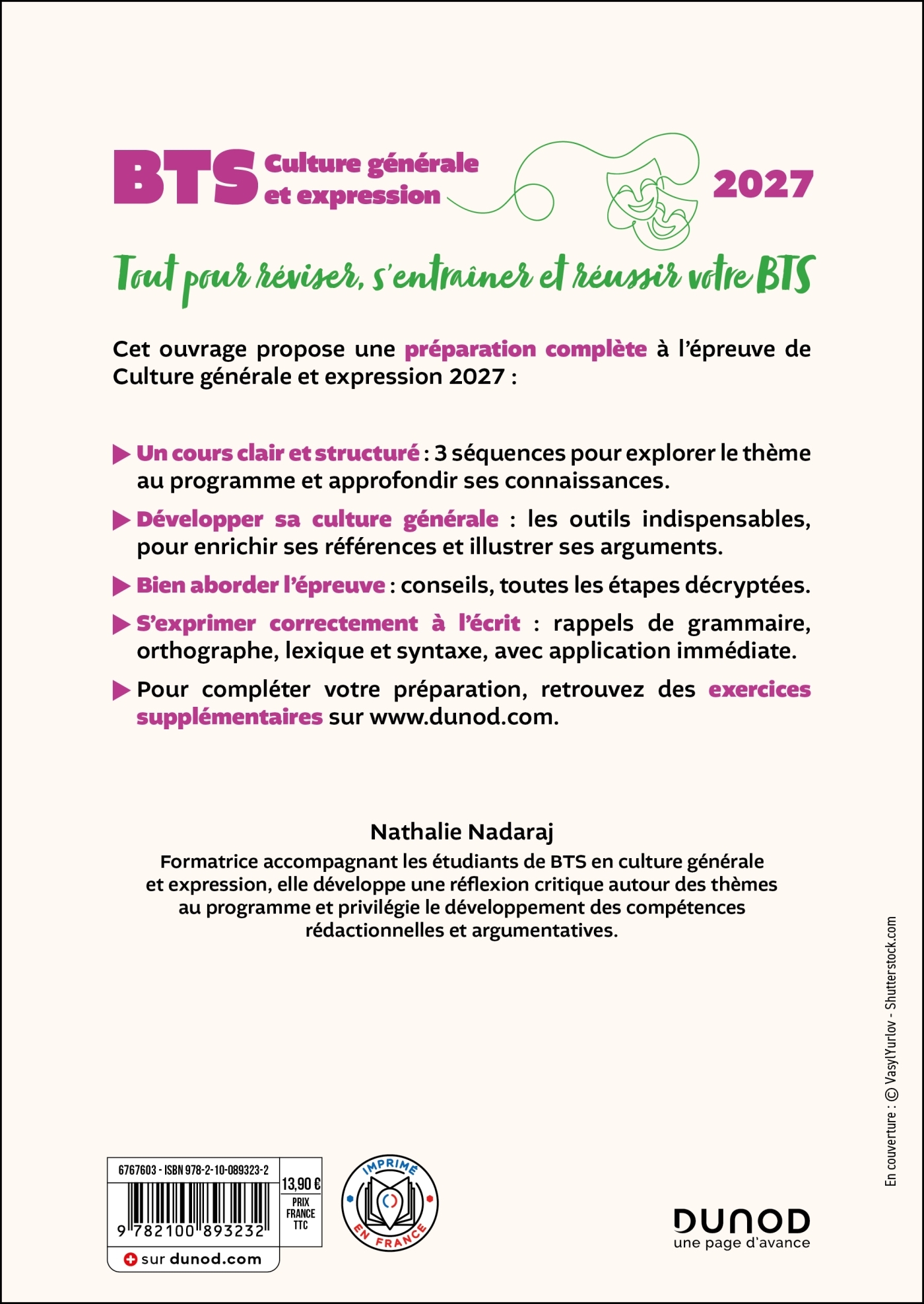BTS Culture générale et Expression 2027 - Nathalie Nadaraj - DUNOD