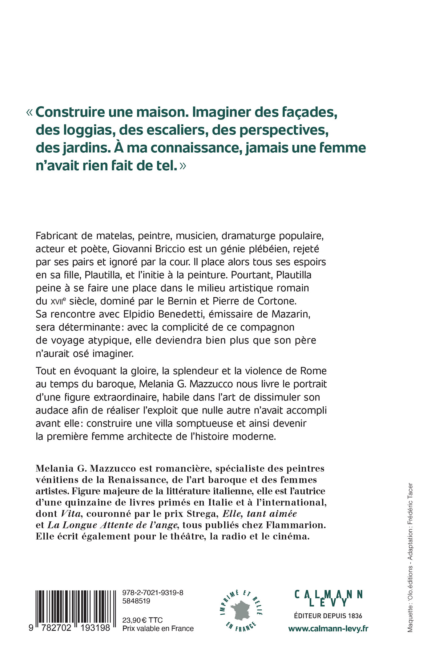 L'Architecte romaine - Melania Mazzucco, Melania G. Mazzucco - CALMANN-LEVY