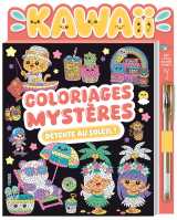 Coloriages mystères kawaii détente au soleil (avec stylo gel doré)